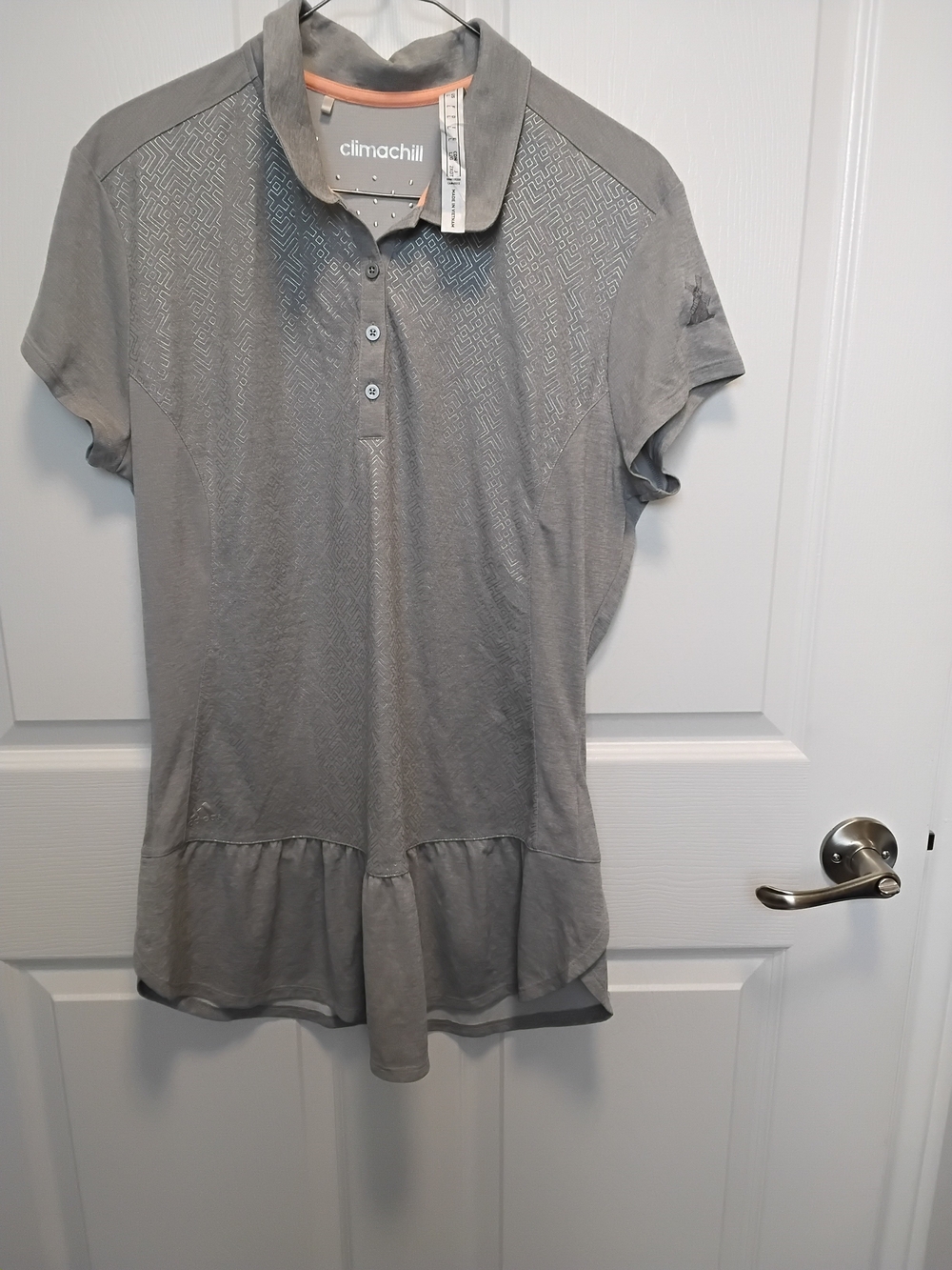 Adidas Climachill Women’s Light Gray Polo Tunic with Ruffle Hem